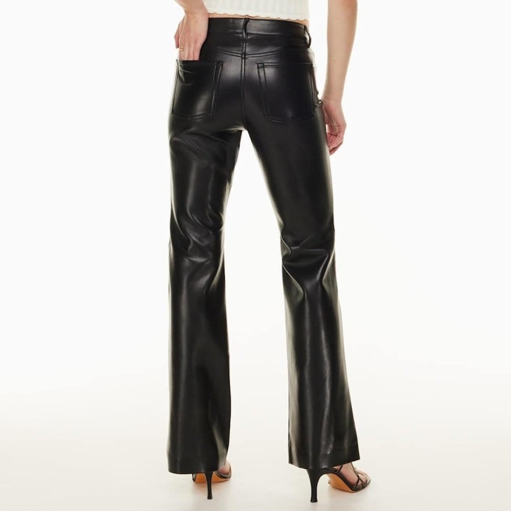 Aritzia Wilfred‎ The Melina Low-Rise Flare Pant Vegan Leather Black Size 10 NEW - Picture 2 of 9